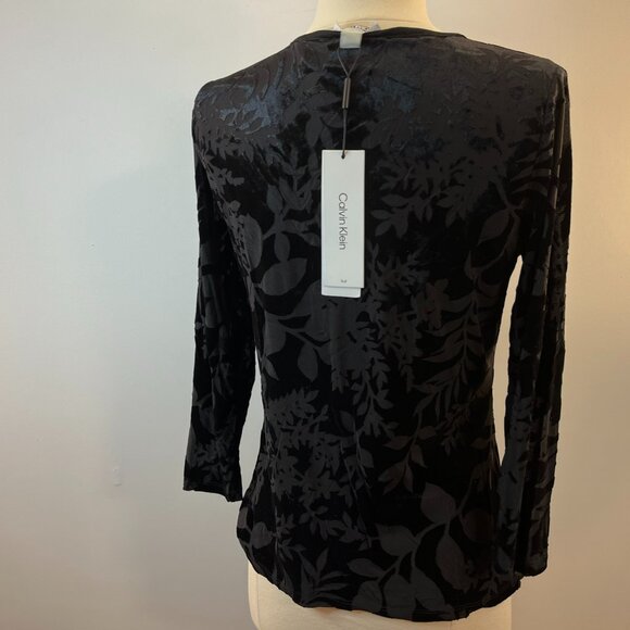 Calvin Klein Suit Women's Velour 3/4 Sleeve Top - Size Small - NWT $89 - Picture 3 of 4